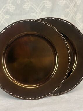 Brown Decorative Charger Plate with Beaded Edge - Set of 2